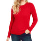 Charter Club Women's Textured Embellished Patterned Long Sleeve Jewel Neck Sweater Red Size Medium
