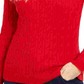 Charter Club Women's Textured Embellished Patterned Long Sleeve Jewel Neck Sweater Red Size Medium
