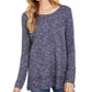 Style & Co Women's Textured Long Sleeve Jewel Neck Sweater Blue Size Petite Small