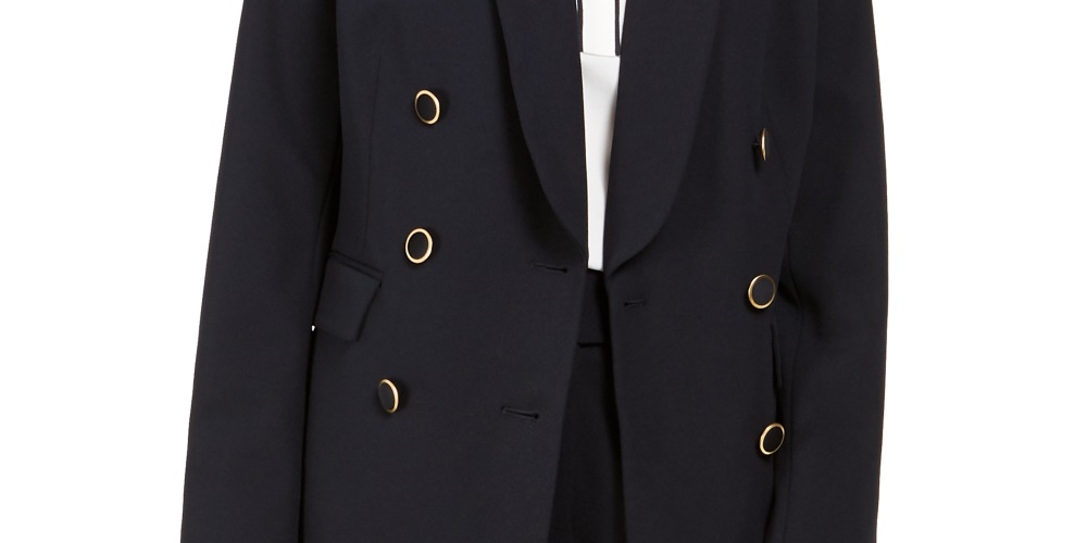 Calvin Klein Women's Double Breasted Shawl Collar Blazer Black Size 10