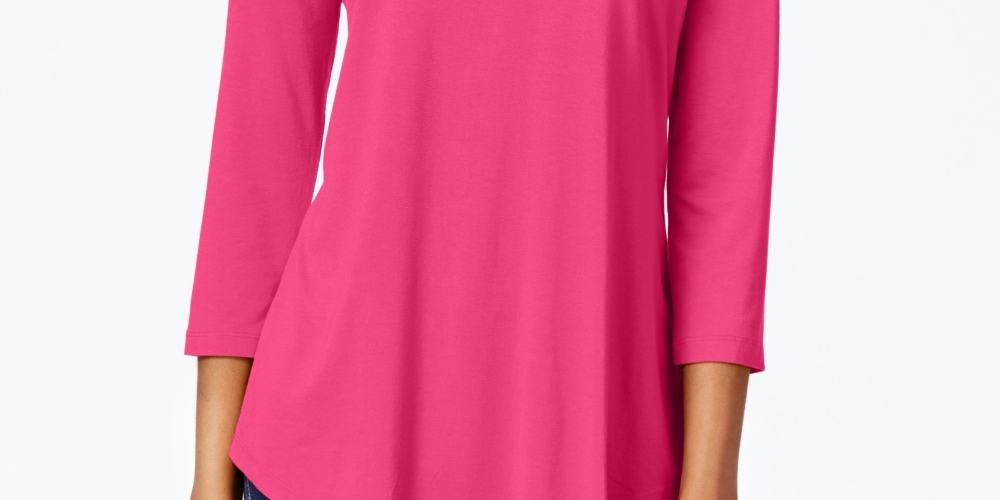 JM Collection Women's Scoop Neck Top Purple Size Medium