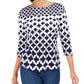 Charter Club Women's Cotton Printed Top Blue Size Petite Small