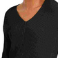 Charter Club Women's Textured Solid Long Sleeve V Neck T Shirt Sweater Black Size Small