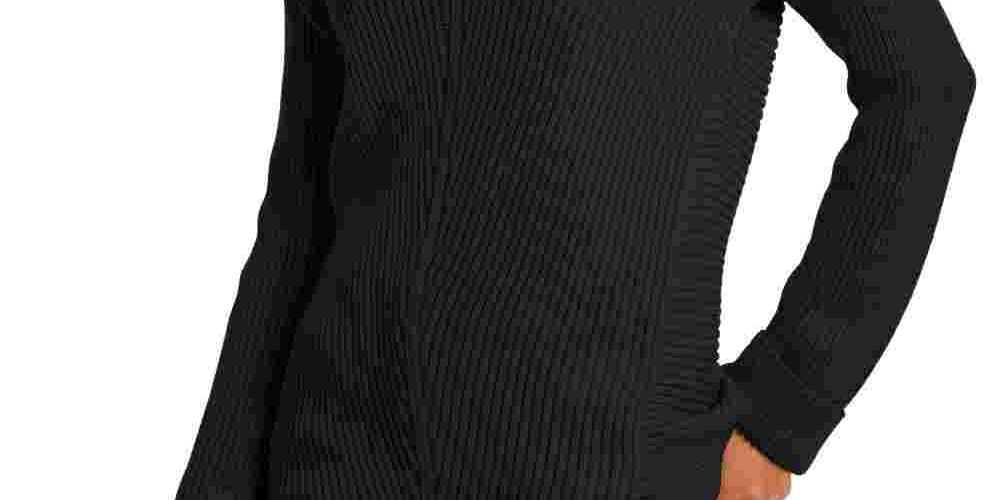 Charter Club Women's Textured Solid Long Sleeve V Neck T Shirt Sweater Black Size Small