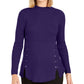 Style & Co Women's Mock Neck Lace Up Ribbed Knit Sweater Purple Size X-Small