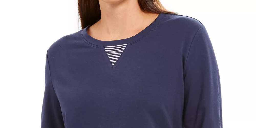 Karen Scott Women's Sport Contrast Hem Sweatshirt Blue Size X-Small