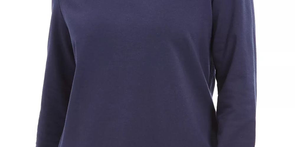 Karen Scott Women's Sport Contrast Hem Sweatshirt Blue Size X-Small