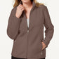 Karen Scott Women's Sport Zip-Up Zeroproof Fleece Jacket Brown Size X-Small