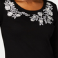 Karen Scott Women's Embroidered 3/4 Sleeve Top  Black Size PS