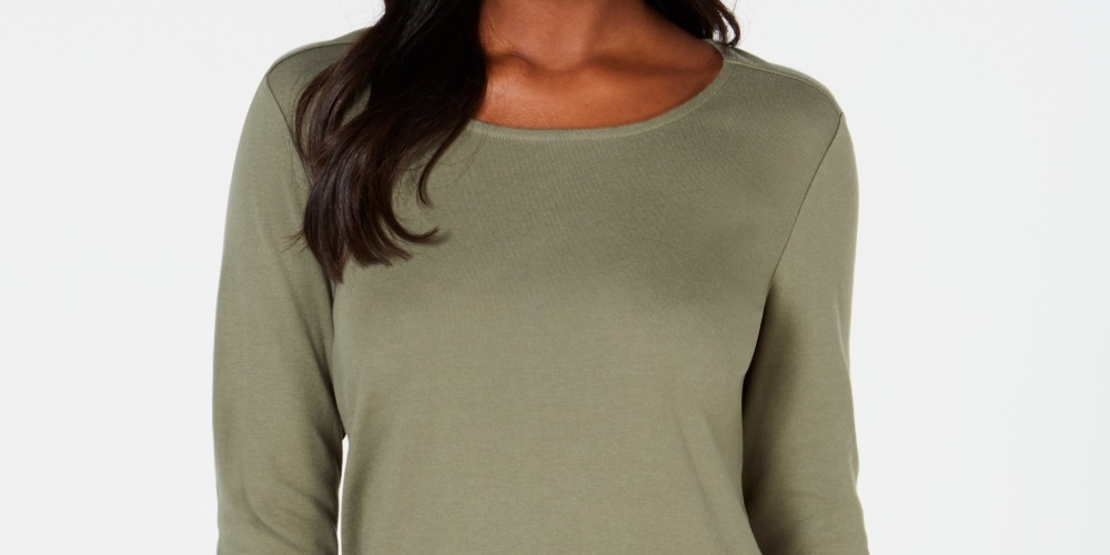 Karen Scott Women's Tulip Hem Top Green Size X-Small