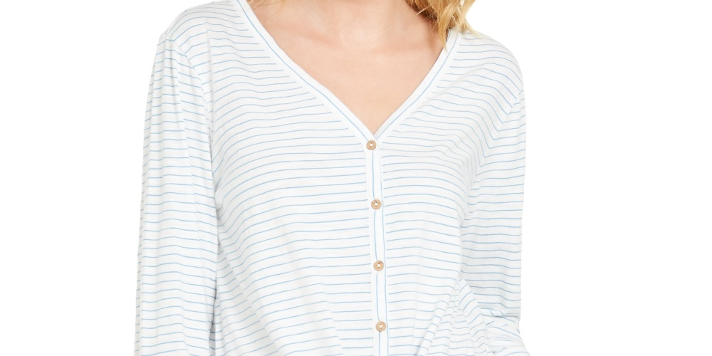 Style & Co Women's Striped Tie-Front Top White Size X Small