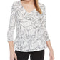 BCX Juniors' Sketch-Floral Crepe Top White Size Small