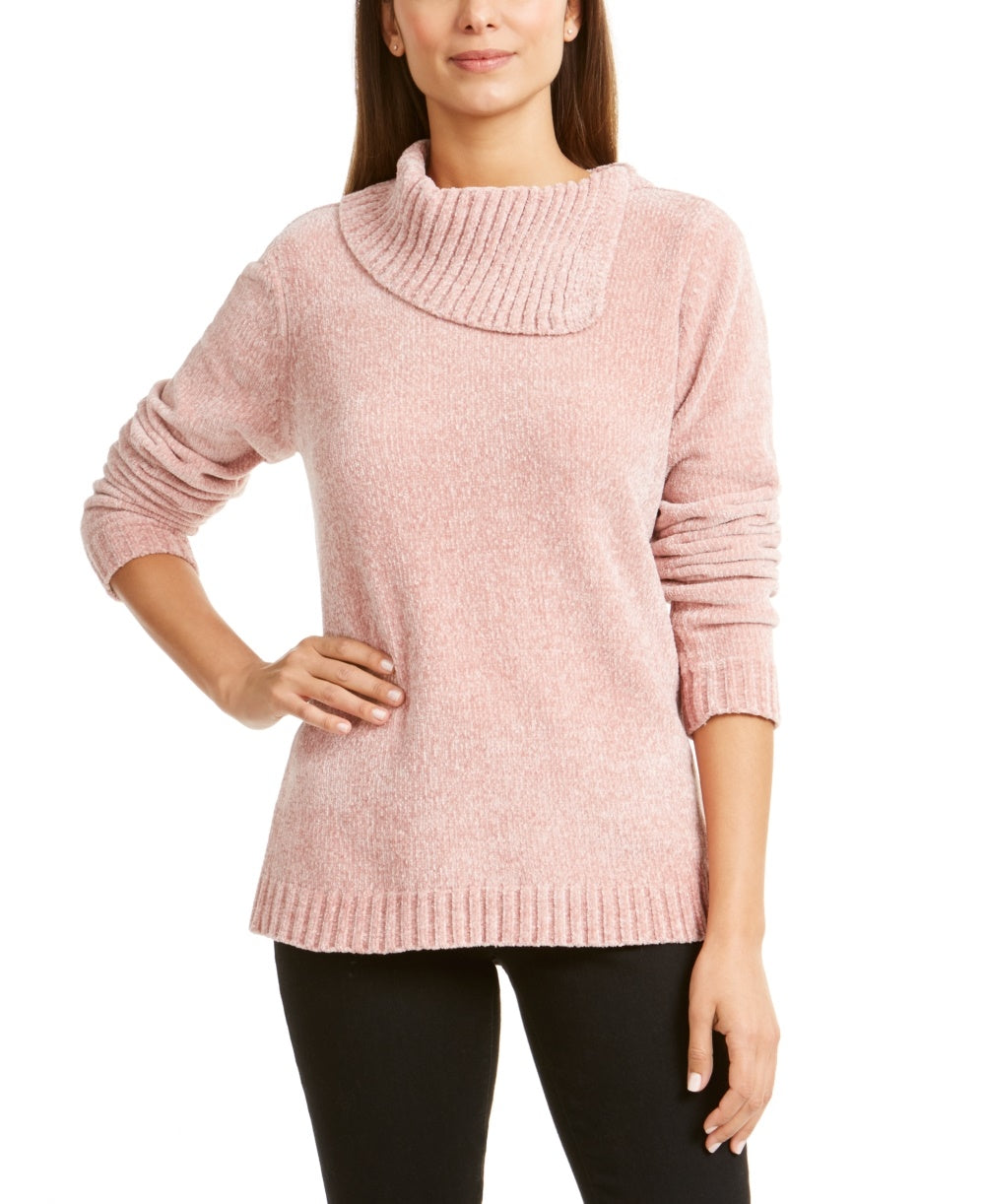 Karen Scott Women's Petite Envelope-Neck Chenille Sweater Pink Size Petite Small