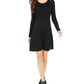 Style & Co Women's Ribbed Sweater Dress Black Size PL