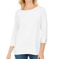 Karen Scott Women's Ribbed 3/4 Sleeve Sweater White Size Small