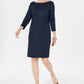Karen Scott Women's BOAT Neck Studded Dress Blue Size Petite Small