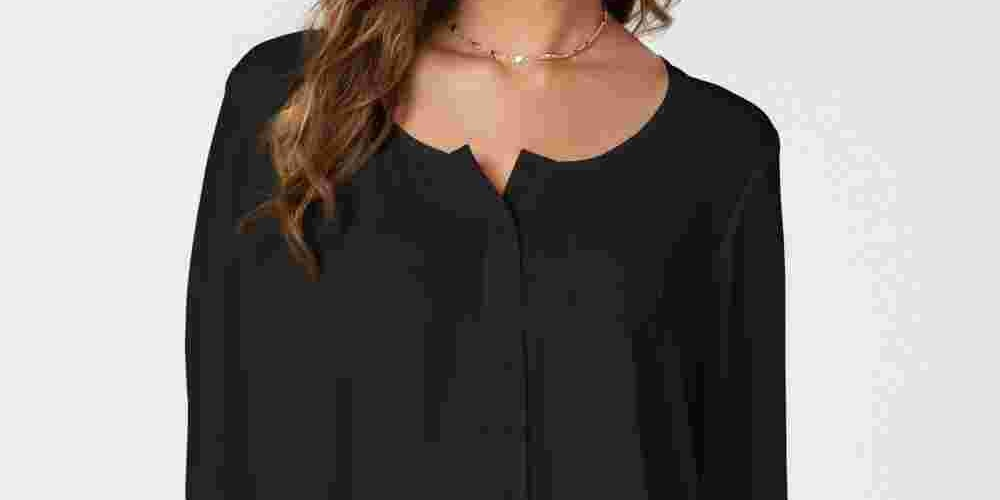 Style & Co Women's Petite Swing Blouse Black Size PP