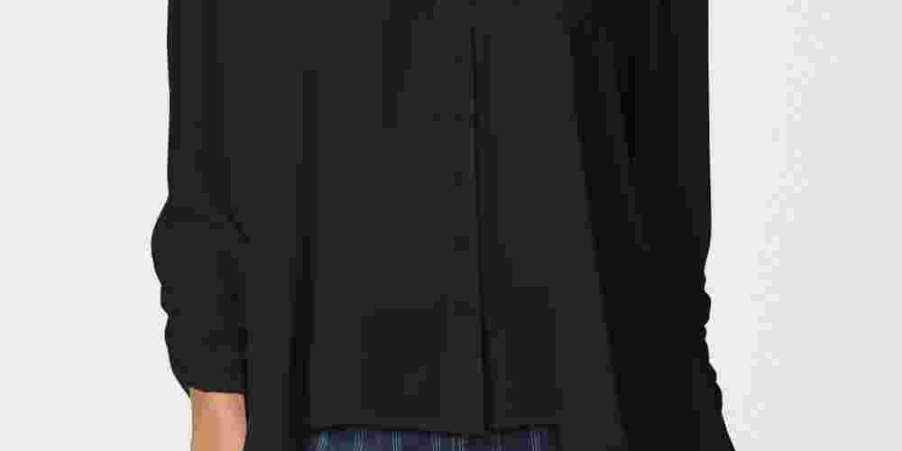 Style & Co Women's Petite Swing Blouse Black Size PP