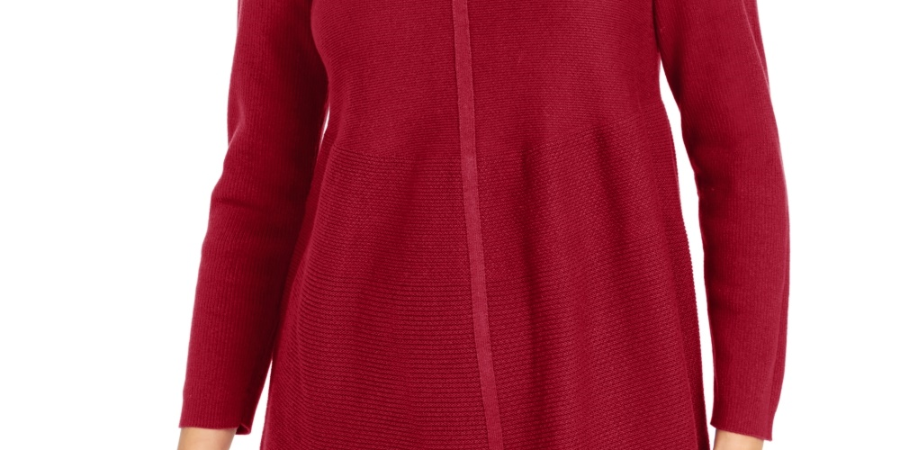 Style & Co Women's Petite Mixed-Stitch Tunic Sweater Red Size PP