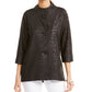 JM Collection Women's Petite Printed 3/4-Sleeve Jacket Black PS