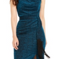 INC International Concepts Women's Belted Cowlneck Shimmer Dress Teal Size 2
