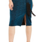 INC International Concepts Women's Belted Cowlneck Shimmer Dress Teal Size 2