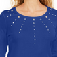Karen Scott Women's Cotton Grommet Hardware Top Blue Size Petite Small
