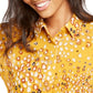 Alfani Women's Petite Animal-Print Shirt Yellow Size Small