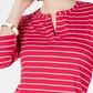 Charter Club Women's Striped Split Neck Top Moroccan Pink Size Petite Small