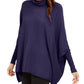Alfani Women's Petite Turtleneck Poncho Sweater Purple Size Petite Small-Medium