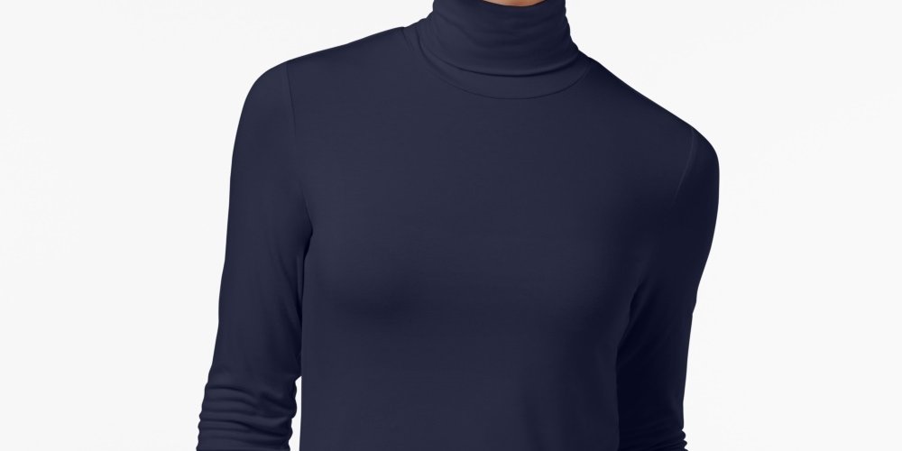 Maison Jules Women's Turtleneck Top Navy Size X-Large