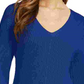 Charter Club Women's Cotton Textured V-Neck Sweater Blue Size Large