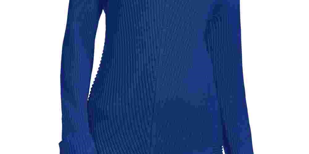 Charter Club Women's Cotton Textured V-Neck Sweater Blue Size Large