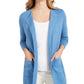 Charter Club Women's Milano Cotton Open-Front Sweater Blue Size Small