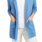 Charter Club Women's Milano Cotton Open-Front Sweater Blue Size Small