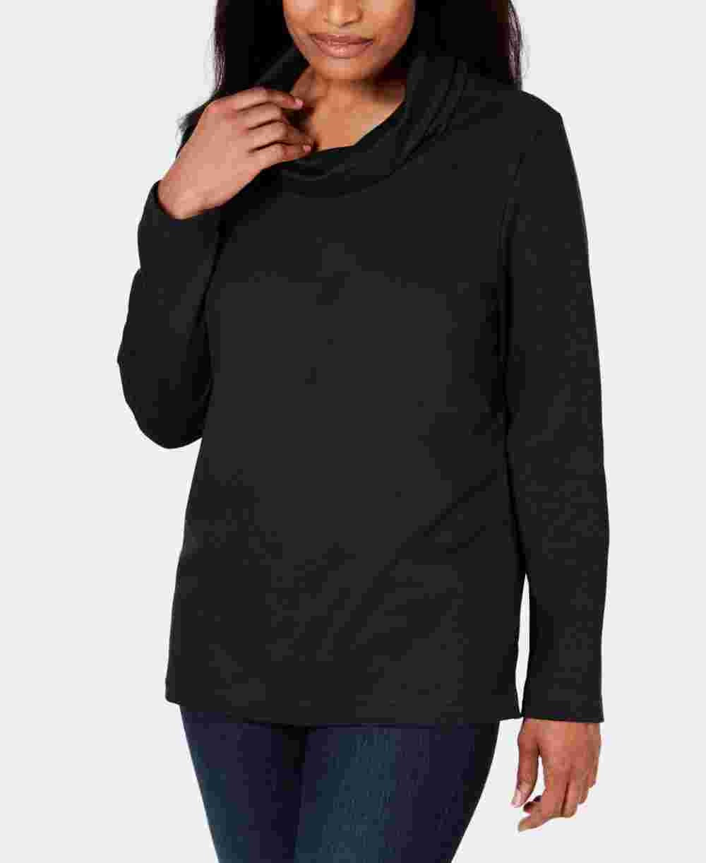 Karen Scott Women's Heather Long Sleeve Turtle Neck Blouse Top Size Black Size Small