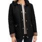 Charter Club Women's Quilted Leopard-Print-Trim Hooded Jacket Black Size X Large