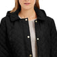 Charter Club Women's Quilted Leopard-Print-Trim Hooded Jacket Black Size X Large