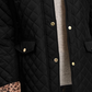 Charter Club Women's Quilted Leopard-Print-Trim Hooded Jacket Black Size X Large