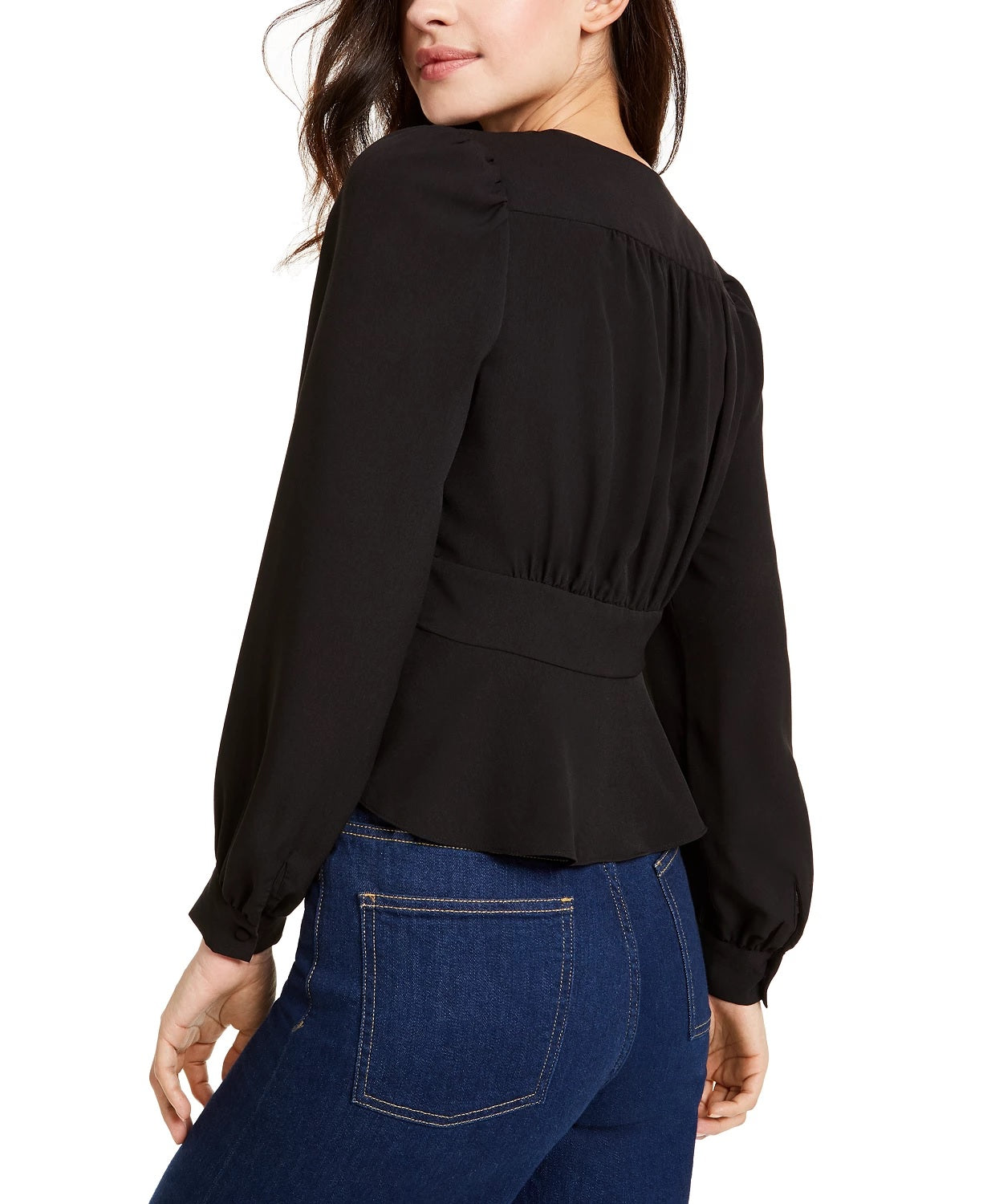 French Connection Women's Blouse Blaine Crepe Button Front Black Size 12