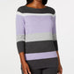 Karen Scott Women's Cotton 3/4-Sleeve Top  Purple Combo Purple Size Large