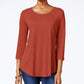 JM Collection Women's Three Quarter Sleeve Top Red Size PS