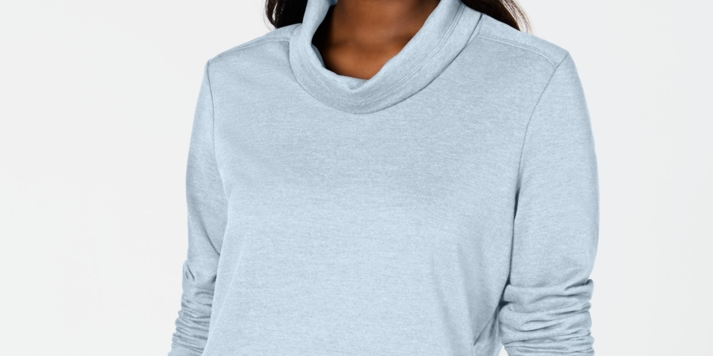 Karen Scott Women's Sport Cowl Neck Top Blue Size Medium