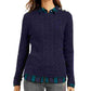 Charter Club Women's Textured Embellished Patterned Long Sleeve Jewel Neck Sweater Blue Size X-Small