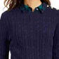Charter Club Women's Textured Embellished Patterned Long Sleeve Jewel Neck Sweater Blue Size X-Small