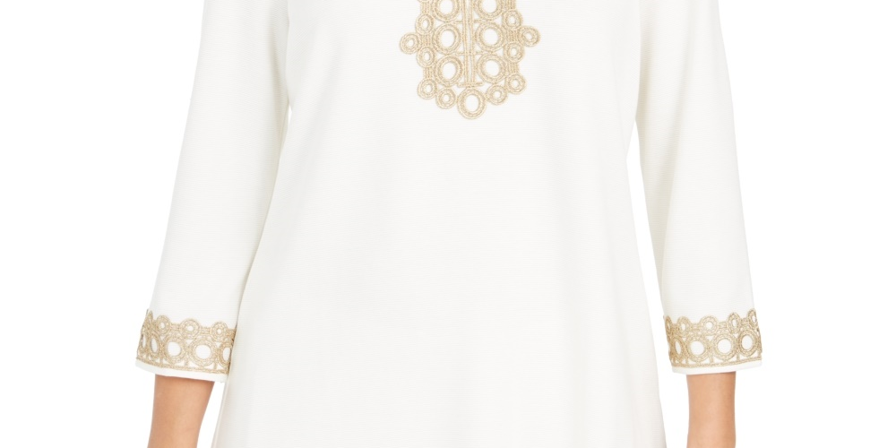Charter Club Women's Lace-Trim Tunic Top White Size X-Small