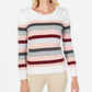 Karen Scott Women's Striped Cotton Cable Knit Sweater Red Size PS