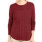 Charter Club Women's Burgundy Ribbed Long Sleeve Jewel Neck Sweater Wine Size Petite Small