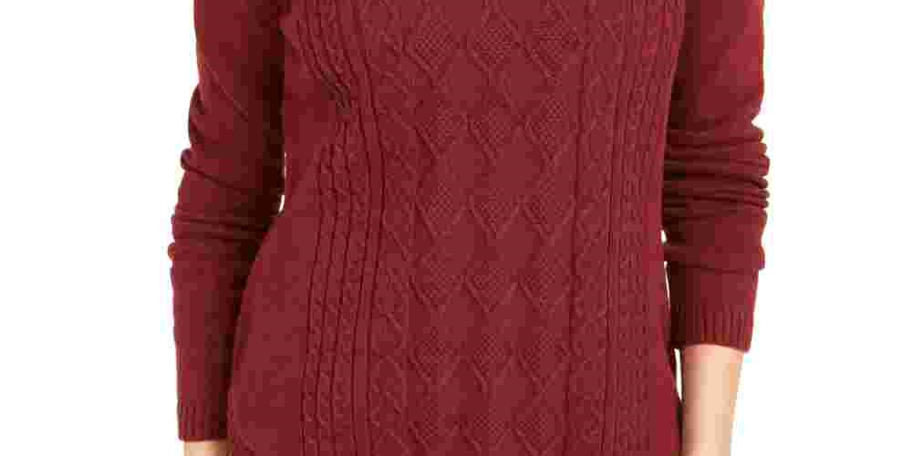 Charter Club Women's Burgundy Ribbed Long Sleeve Jewel Neck Sweater Wine Size Petite Small