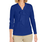 Charter Club Women's Woven Tie Top Blue Size Small